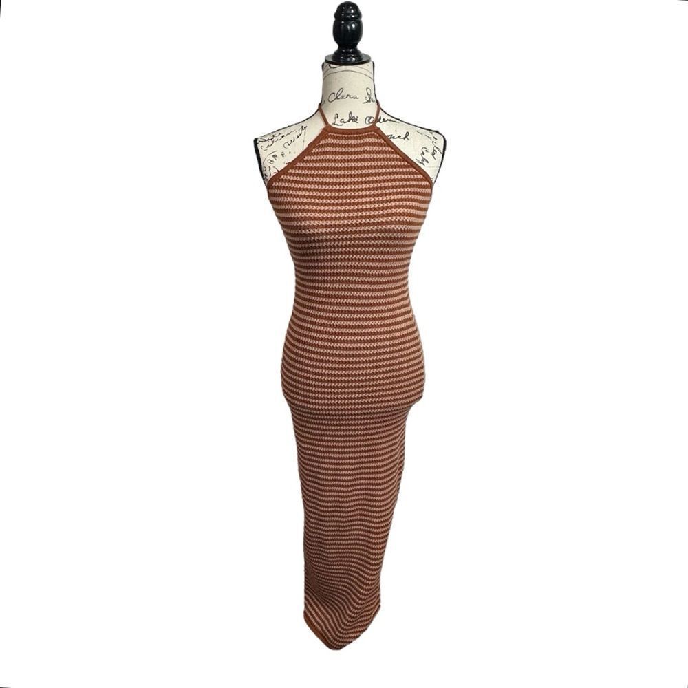 Ronny Kobo Clarice Strioed Knit Halter Dress, XS - Picture 2 of 9
